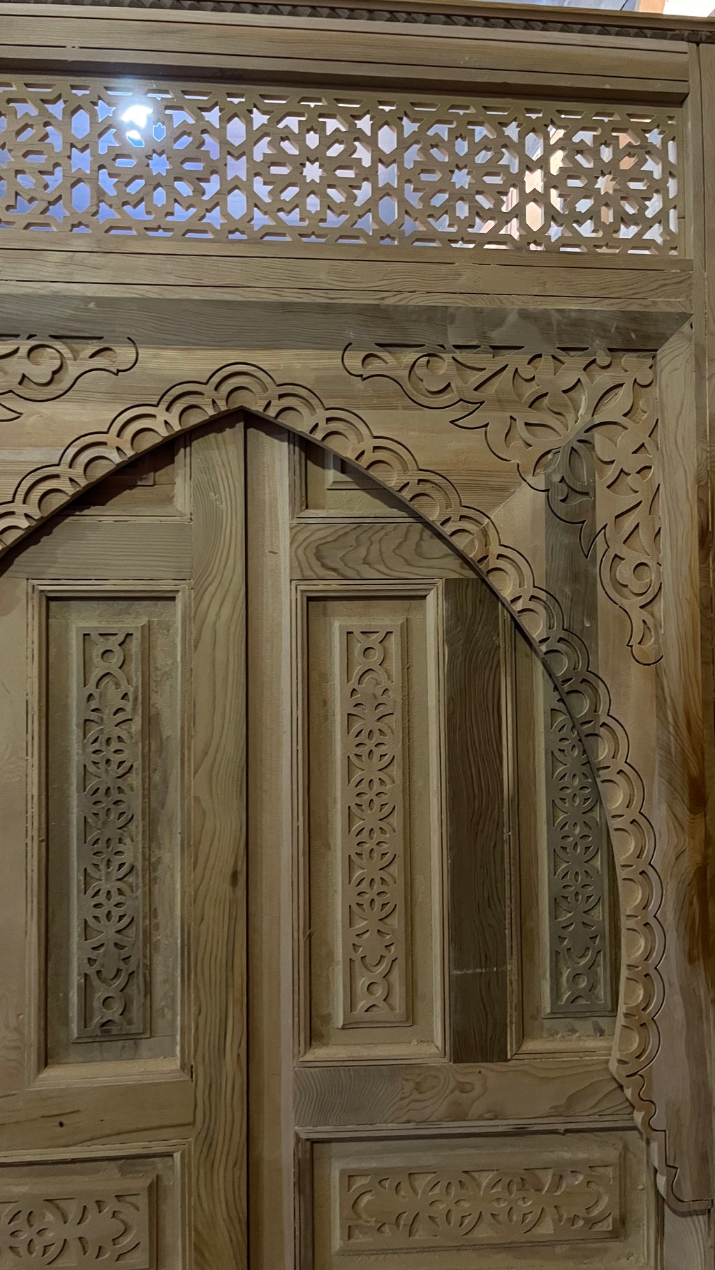 Hand-Carved Moroccan Cedar Wood Door – Arched Rustic Entryway, Statement Home Decor