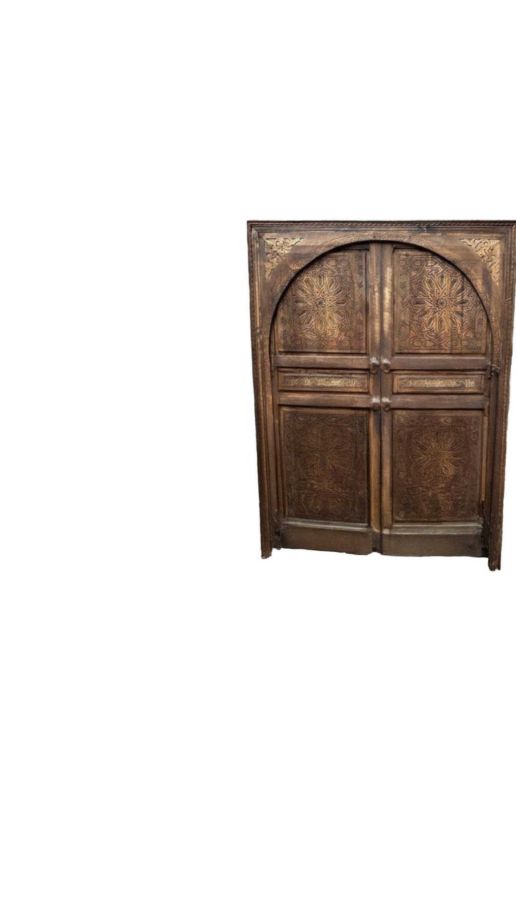 Hand-Carved Moroccan Cedar Wood Door – Arched Rustic Entryway, Statement Home Decor