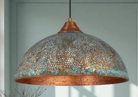 Handmade Brass Pendant Light – Vintage Bohemian Hanging Lamp – Moroccan Brass Ceiling Light – Rustic Boho Home Decor
