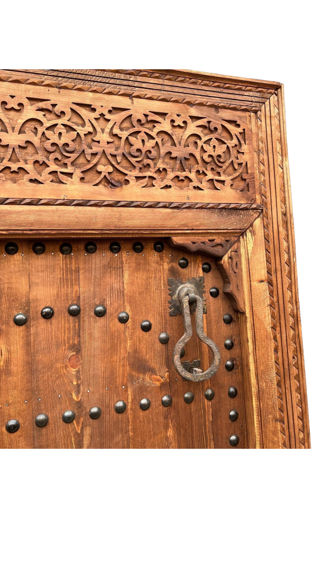 Hand-Carved Moroccan Cedar Wood Door – Arched Rustic Entryway, Statement Home Decor