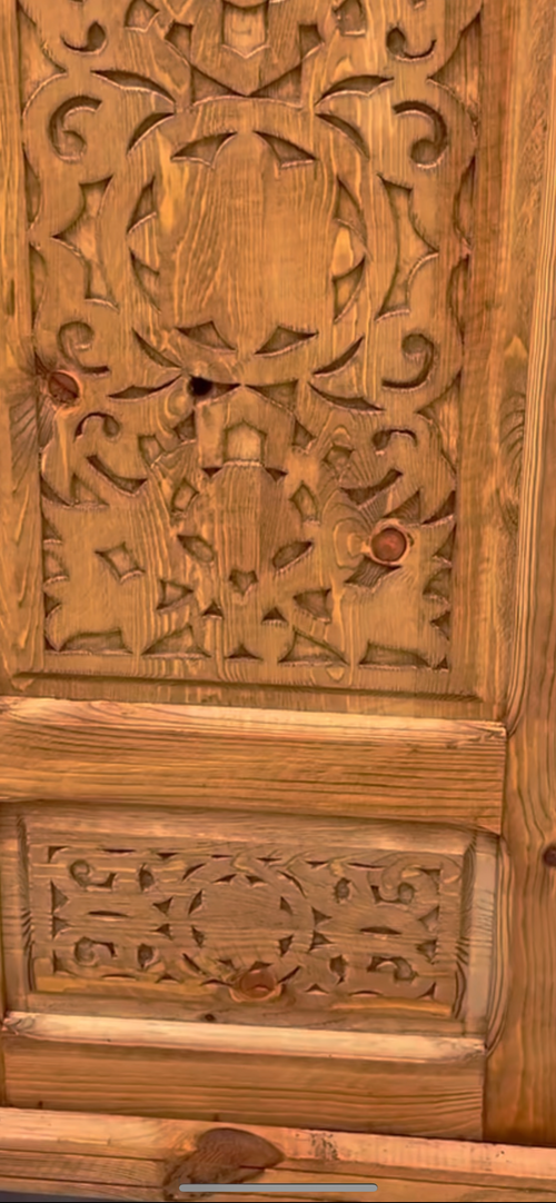 Hand-Carved Moroccan Cedar Wood Door – Arched Rustic Entryway, Statement Home Decor