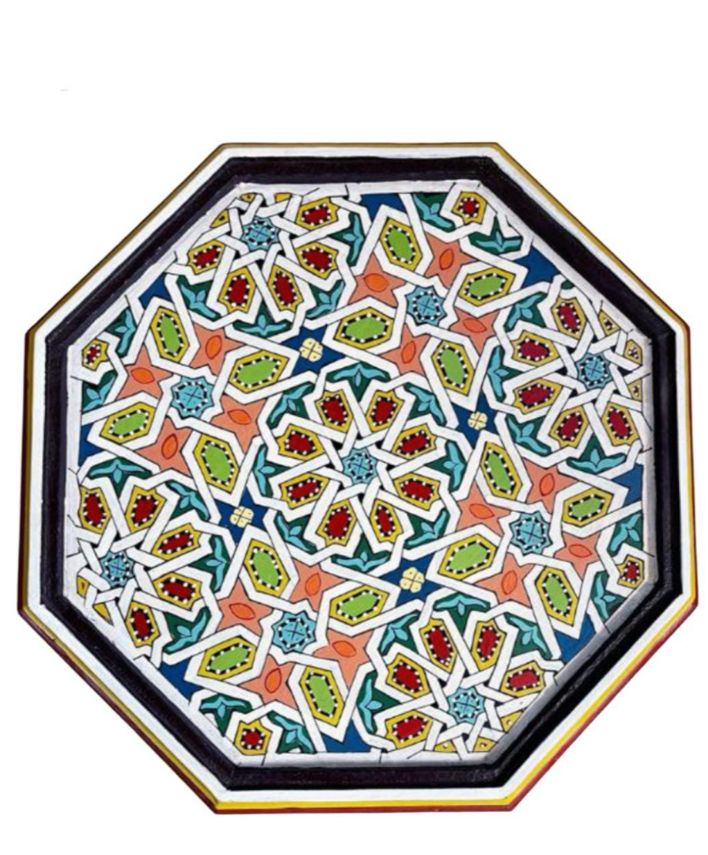 Hand-Painted Moroccan Side Table, Oriental Accent Table, Solid Wood, Handmade Boho Decor