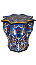 Hand-Painted Moroccan Side Table, Oriental Accent Table, Solid Wood, Handmade Boho Decor