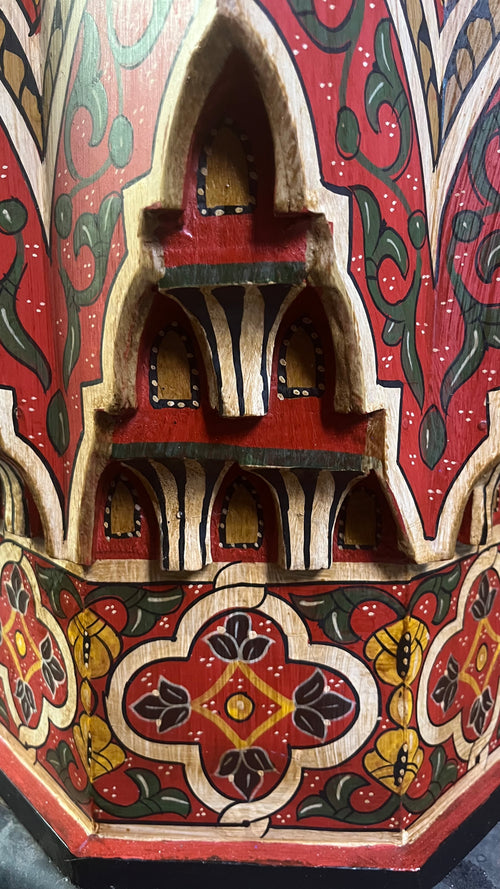 Hand-Painted Moroccan Side Table | Handmade Cedar Wood Accent Table