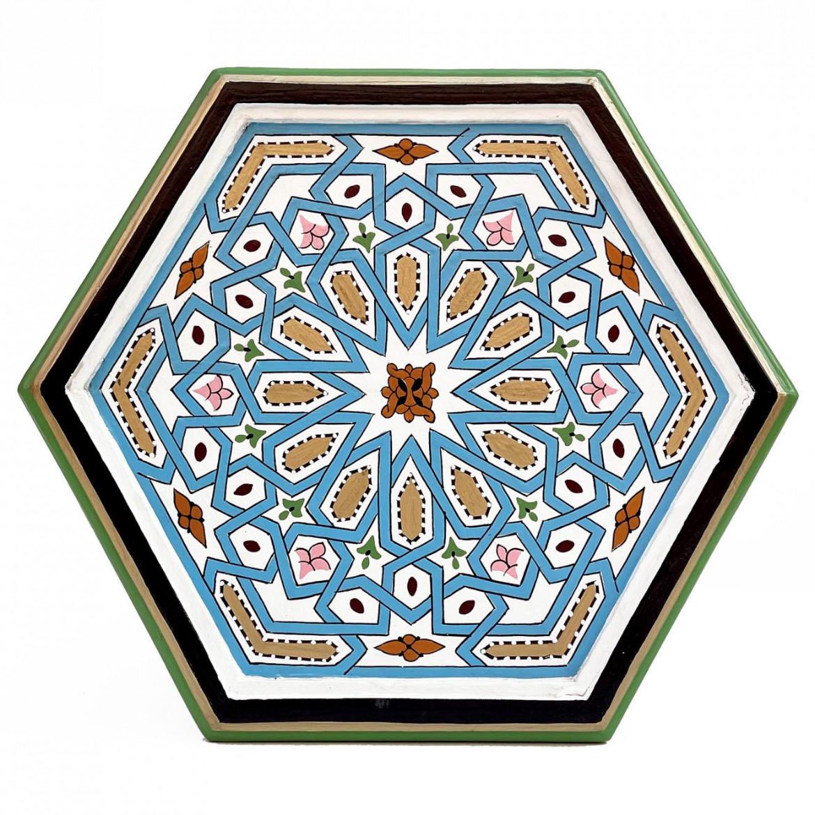 Hand-Painted Moroccan Side Table, Oriental Accent Table, Solid Wood, Handmade Boho Decor