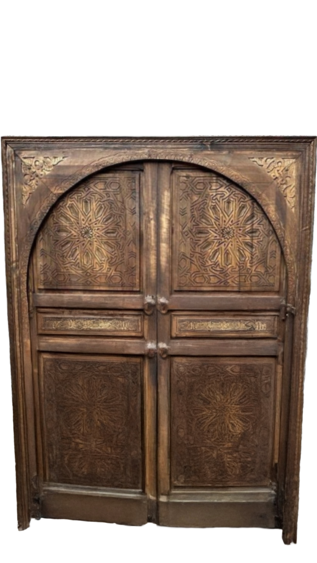 Hand-Carved Moroccan Cedar Wood Door – Arched Rustic Entryway, Statement Home Decor