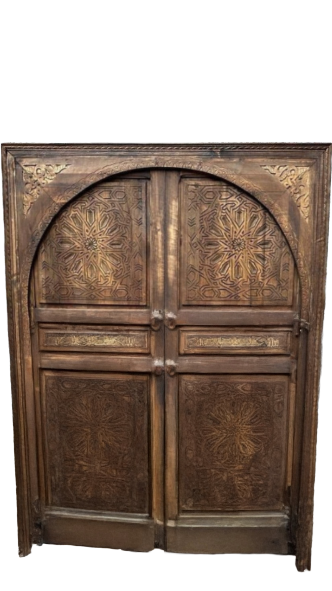 Hand-Carved Moroccan Cedar Wood Door – Arched Rustic Entryway, Statement Home Decor