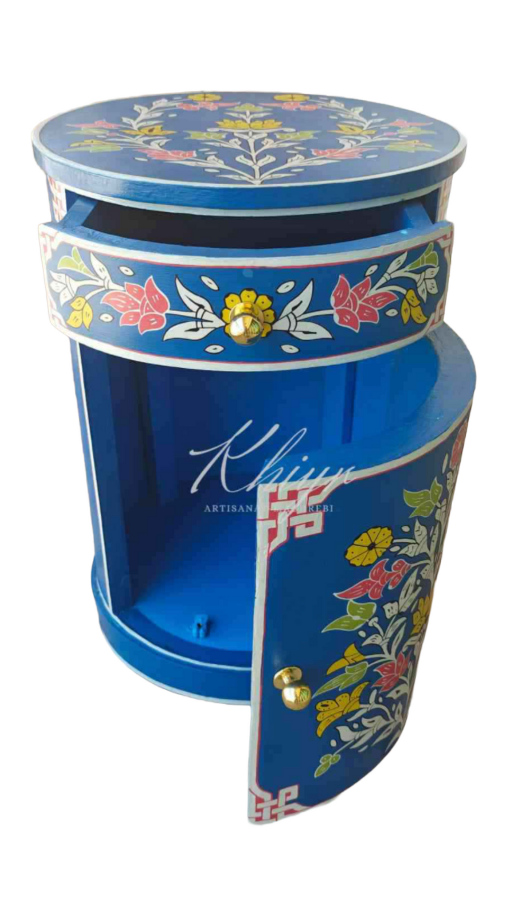 Hand-Painted Moroccan Side Table, Oriental Accent Table, Solid Wood, Handmade Boho Decor