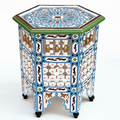 Hand-Painted Moroccan Side Table, Oriental Accent Table, Solid Wood, Handmade Boho Decor