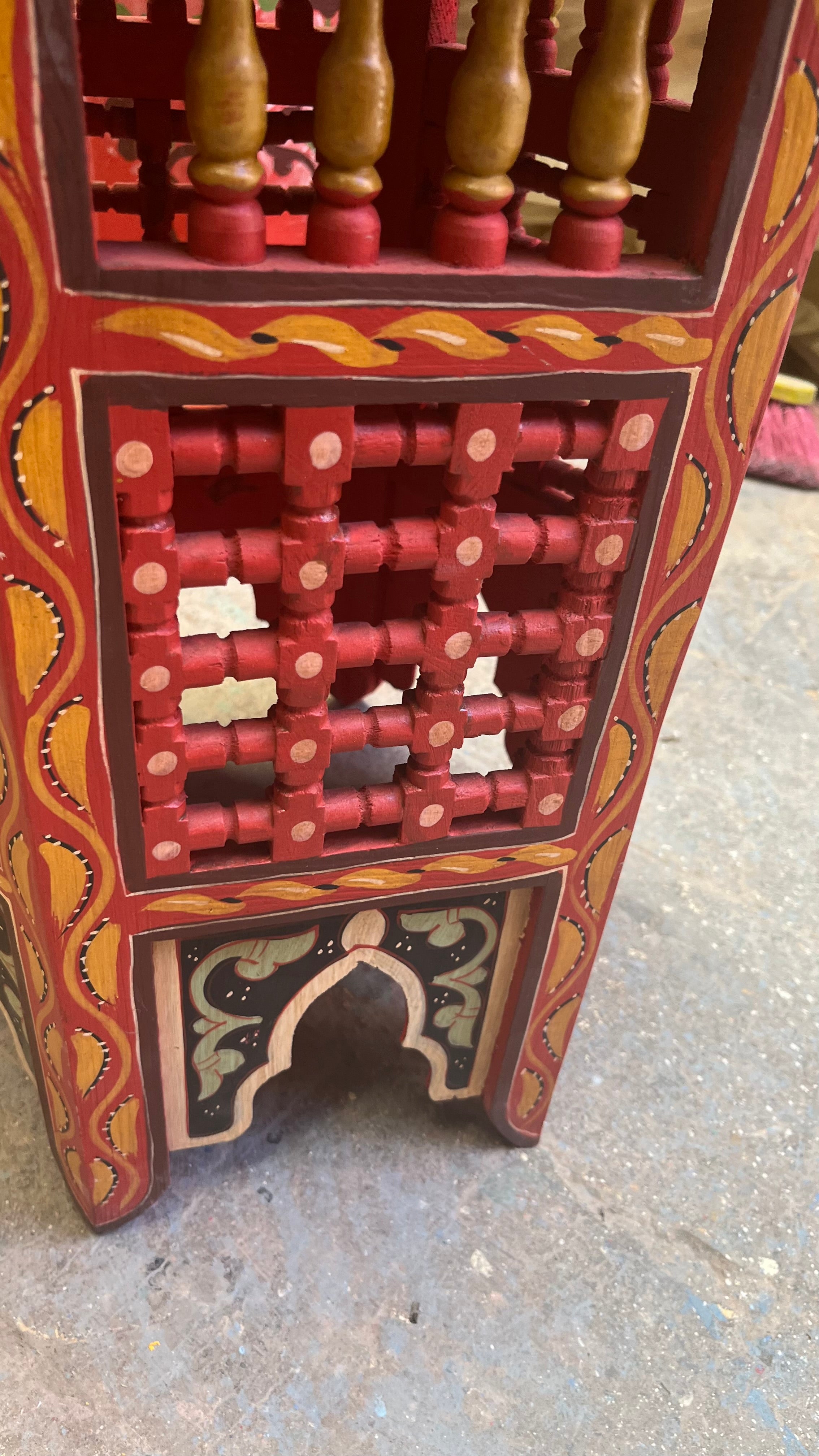 Hand-Painted Moroccan Side Table, Oriental Accent Table, Solid Wood, Handmade Boho Decor
