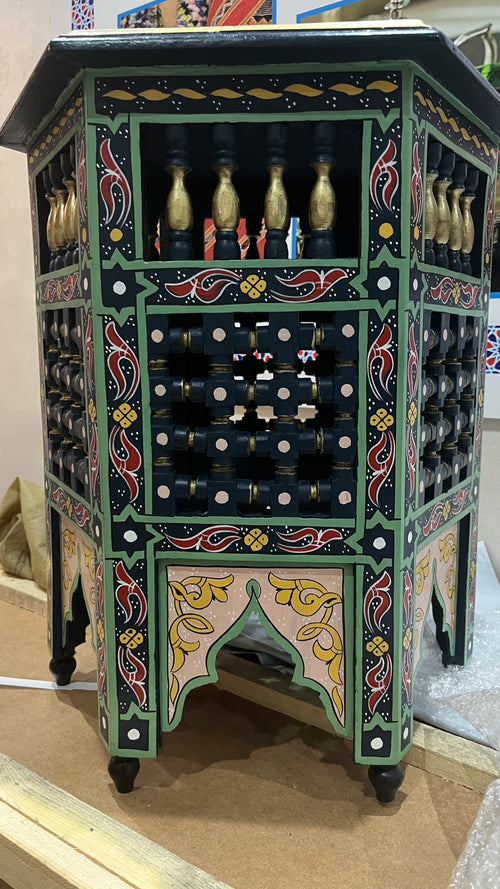 Artisan Moroccan Side Table – Hand-Painted Wooden Accent Table