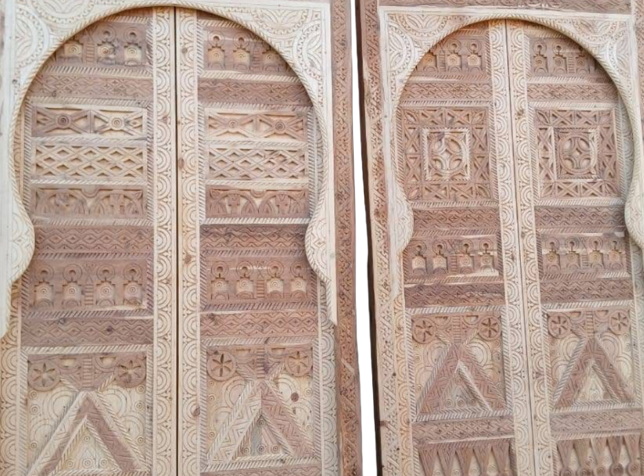 Hand-Carved Moroccan Cedar Wood Door – Arched Rustic Entryway, Statement Home Decor (Copie)