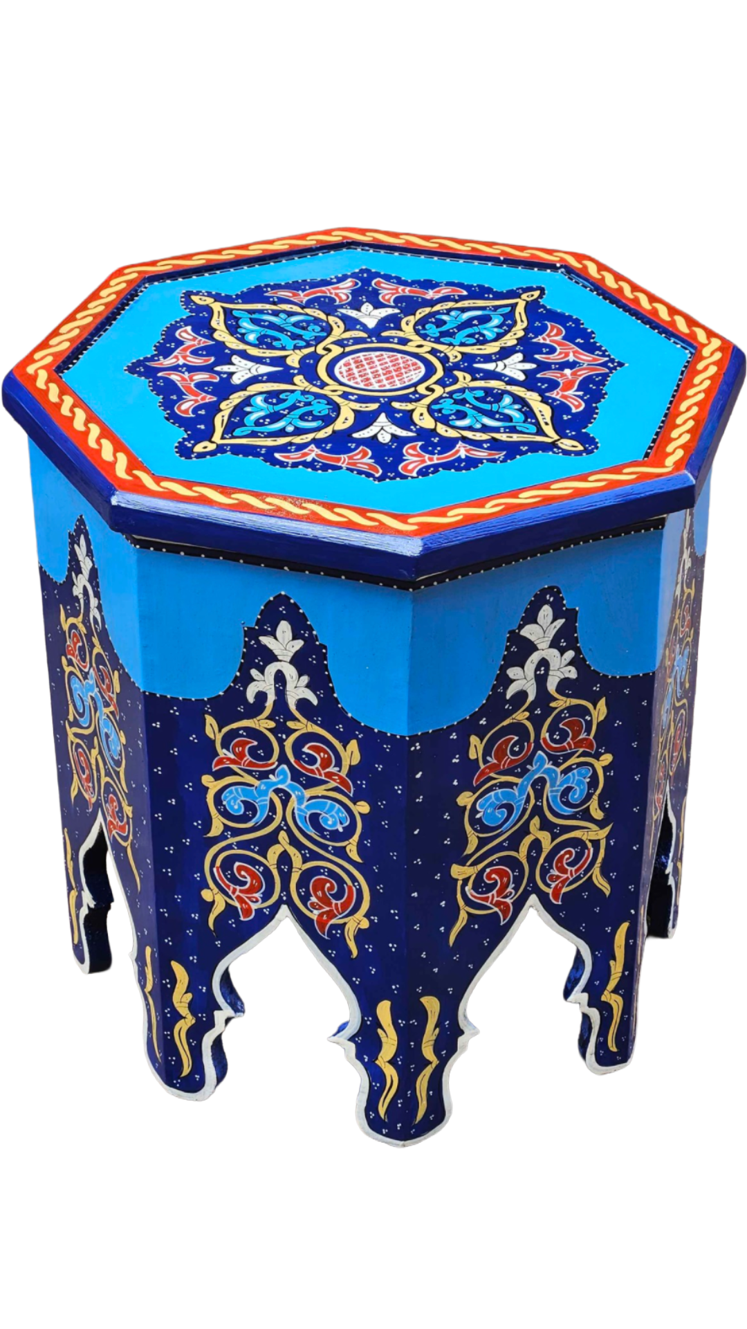 Hand-painted Moroccan side table, oriental side table, solid wood, handmade bohemian decor