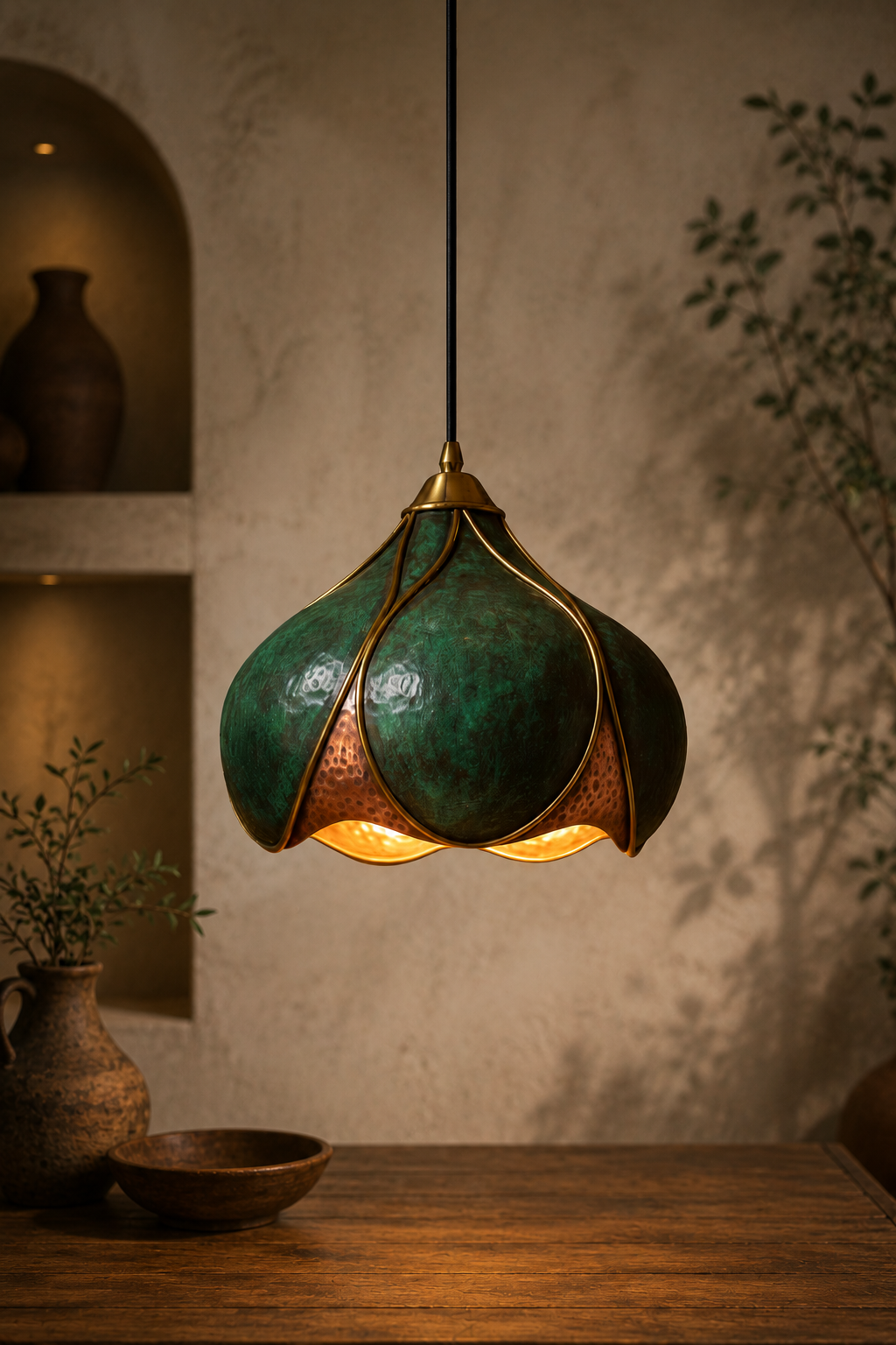 Handmade Brass Pendant Light – Vintage Bohemian Hanging Lamp – Moroccan Brass Ceiling Light – Rustic Boho Home Decor (Copie)