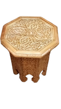 Hand-Painted Moroccan Side Table, Oriental Accent Table, Solid Wood, Handmade Boho Decor