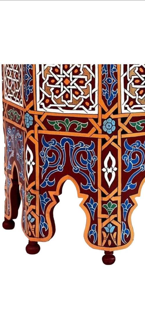 Hand painted Moroccan side table,oriental accents table, solid wood ,handmade boho decor