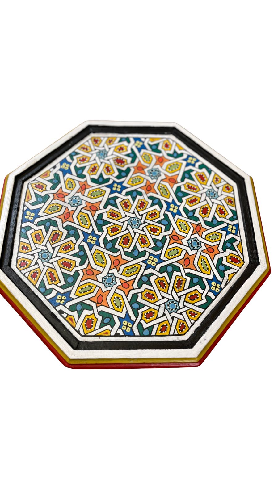 Hand-Painted Moroccan Side Table, Oriental Accent Table, Solid Wood, Handmade Boho Decor