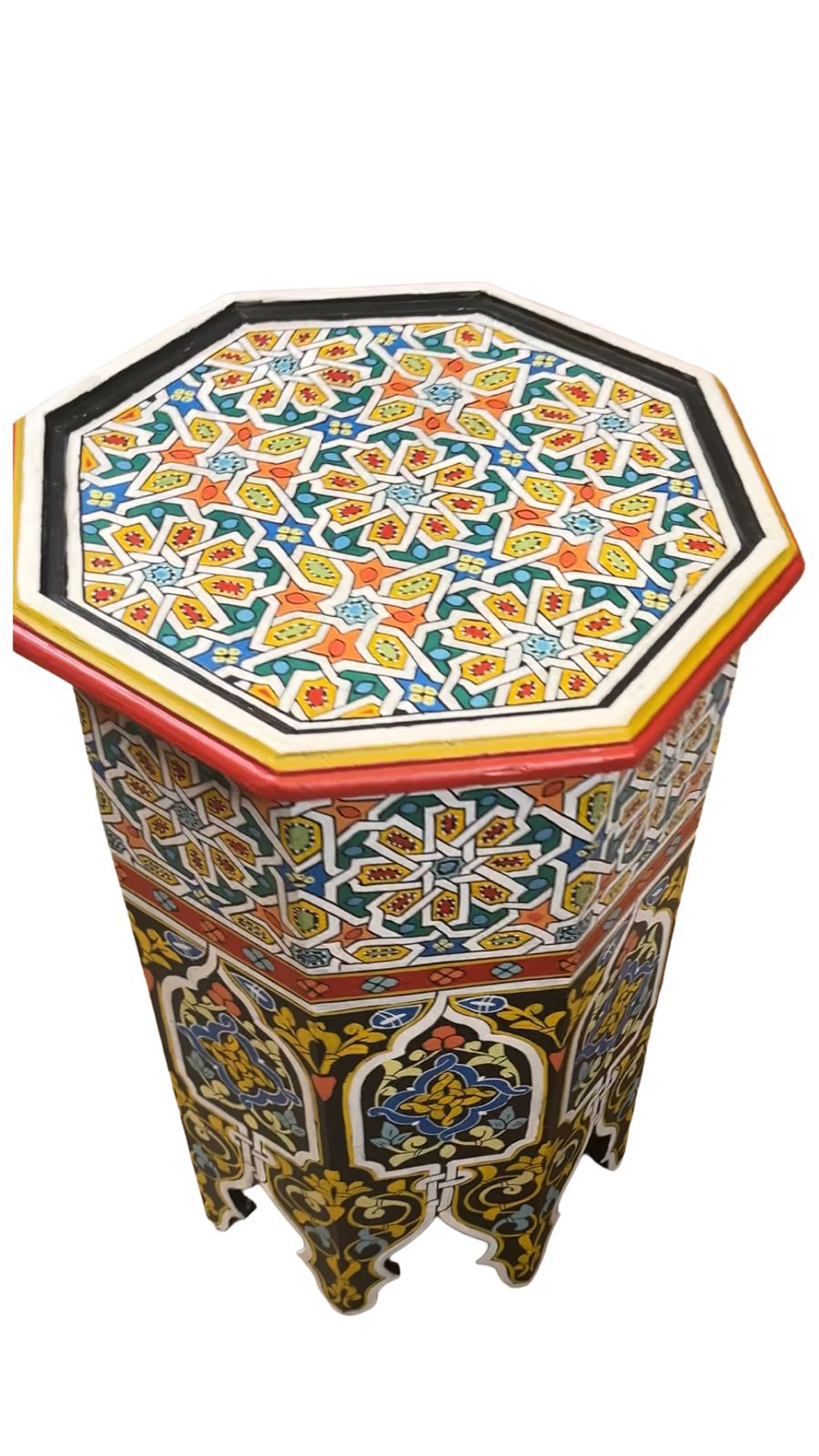 Hand-Painted Moroccan Side Table, Oriental Accent Table, Solid Wood, Handmade Boho Decor