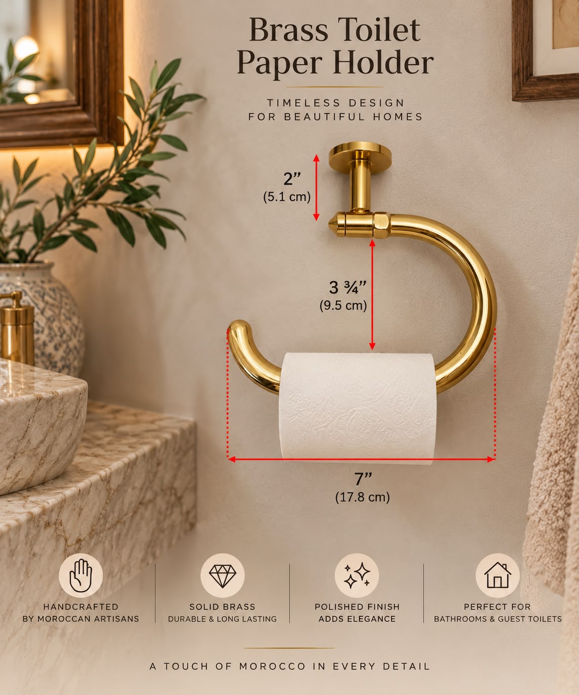 Handmade Unlacquered Brass Oval Flat Bathroom Towel Rack – Wall Mounted