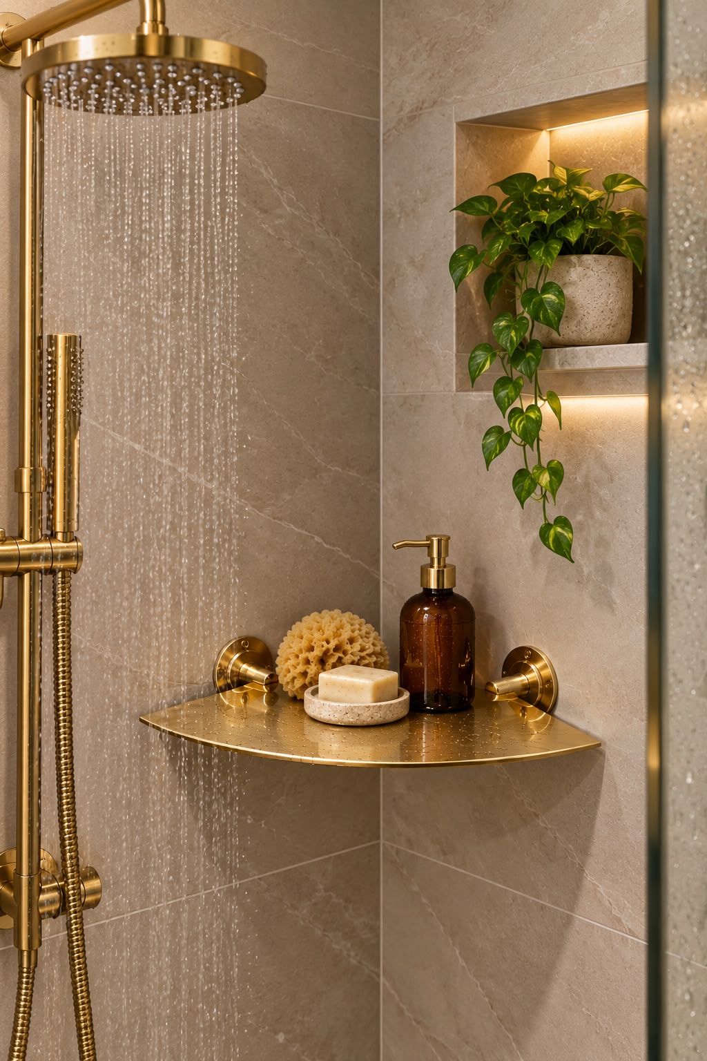 Handmade Unlacquered Brass Corner Shelf Bracket – Wall-Mounted Brass Shelf Support