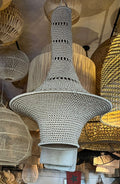 Handwoven Palm Fiber Pendant Light – Moroccan Bohemian Ceiling Lamp