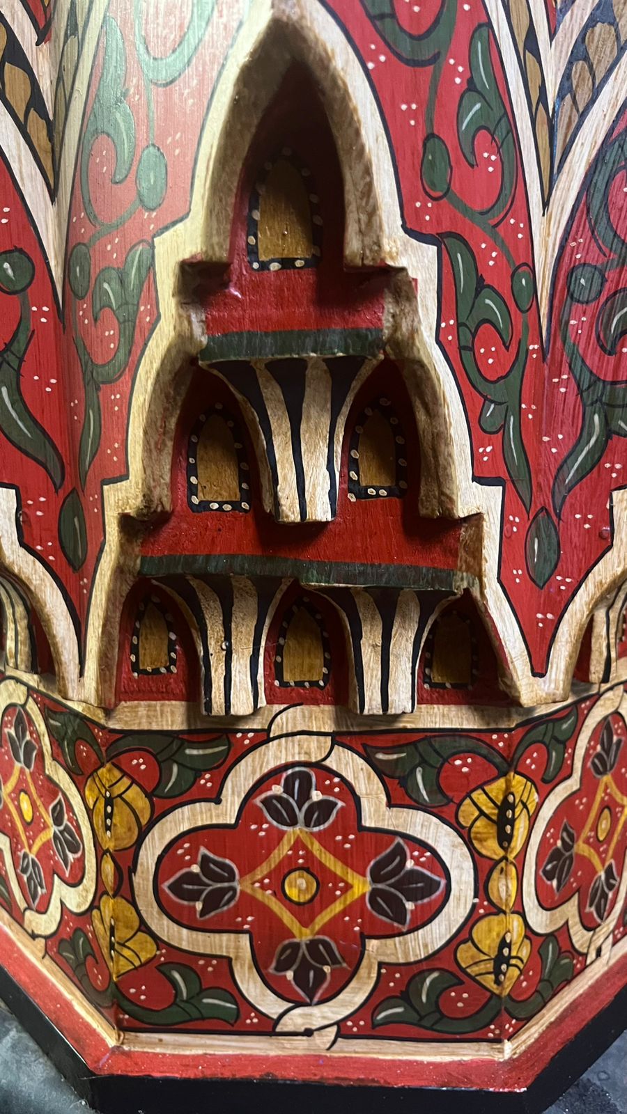 Hand-Painted Moroccan Side Table, Oriental Accent Table, Solid Wood, Handmade Boho Decor