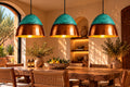 Handmade Brass Pendant Light with Green Patina – Moroccan Boho Lamp traditionnel