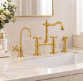 Farmhouse Bridge Kitchen Faucet – Unlacquered Brass