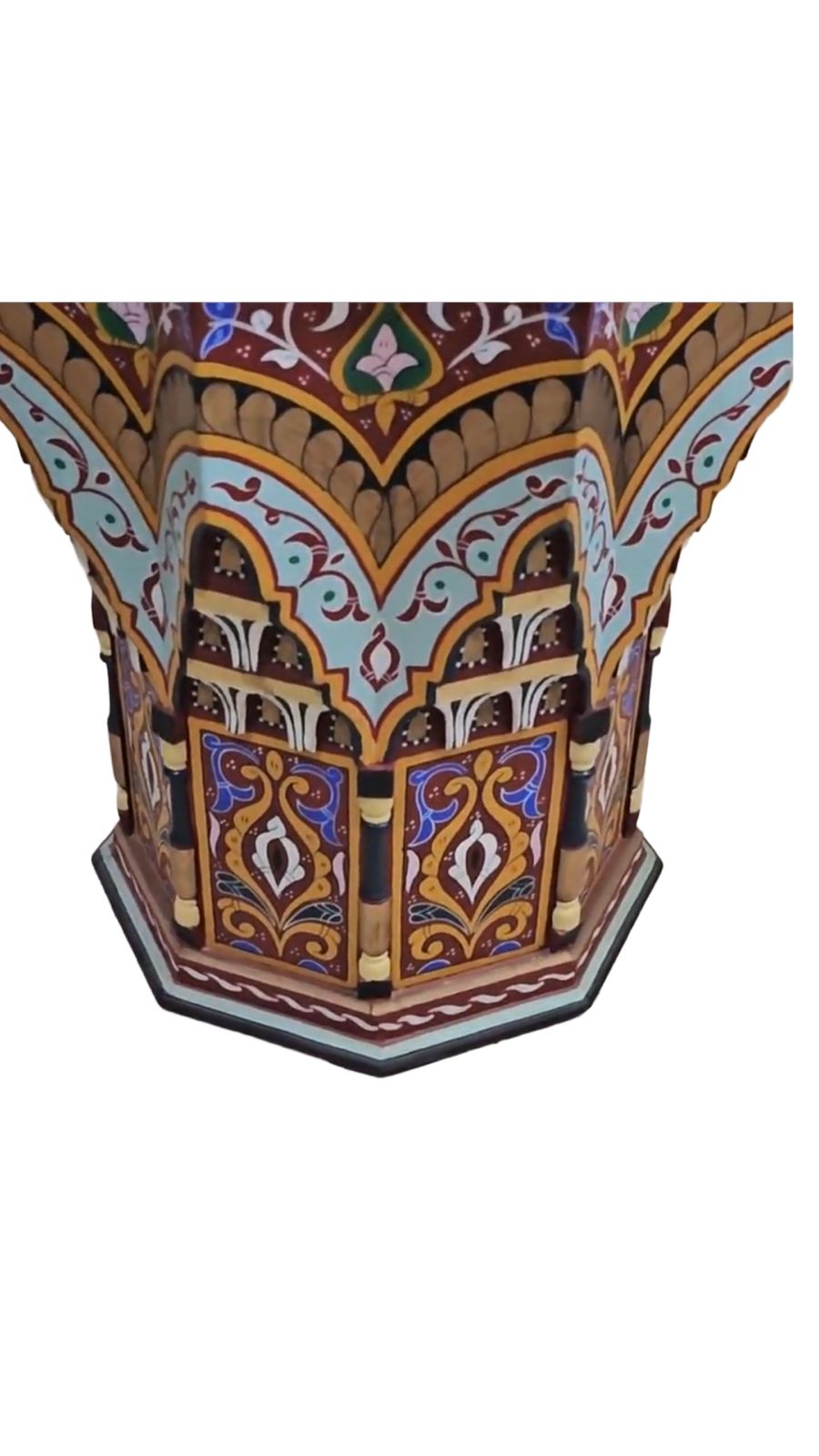 Hand-Painted Moroccan Side Table, Oriental Accent Table, Solid Wood, Handmade Boho Decor