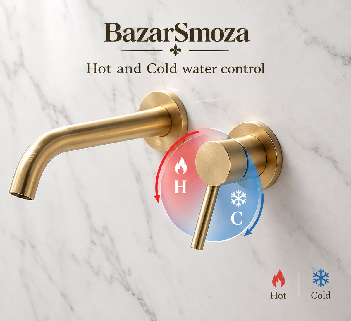 Unlacquered Brass Wall-Mounted Bathroom Faucet – 6” Spout Reach