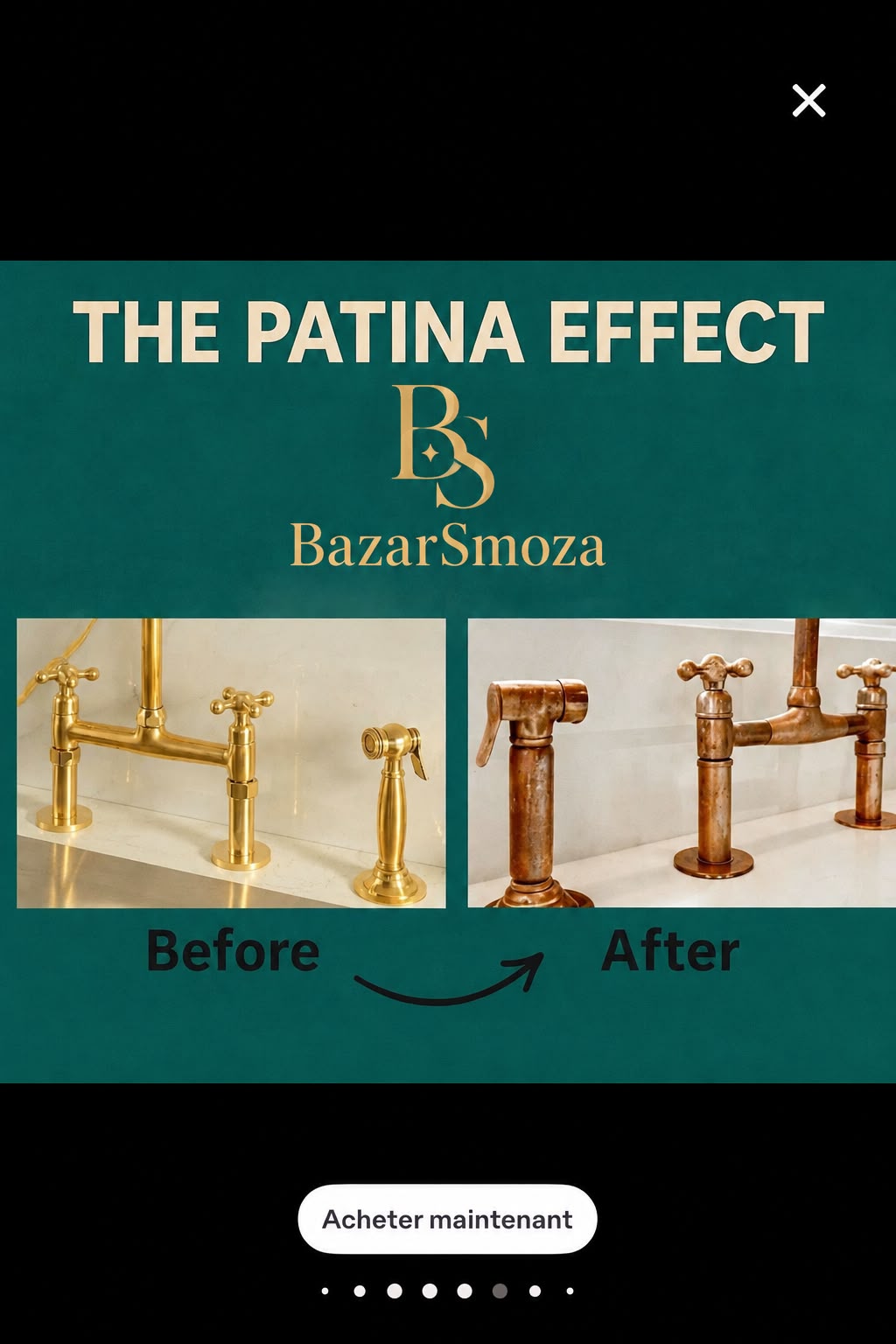 Handcrafted Unlacquered Brass Bridge Kitchen Faucet with Side Sprayer – Moroccan Style