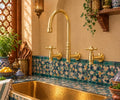 Wall-Mounted Unlacquered Brass Bridge Kitchen Faucet – Handcrafted High-Arc Design