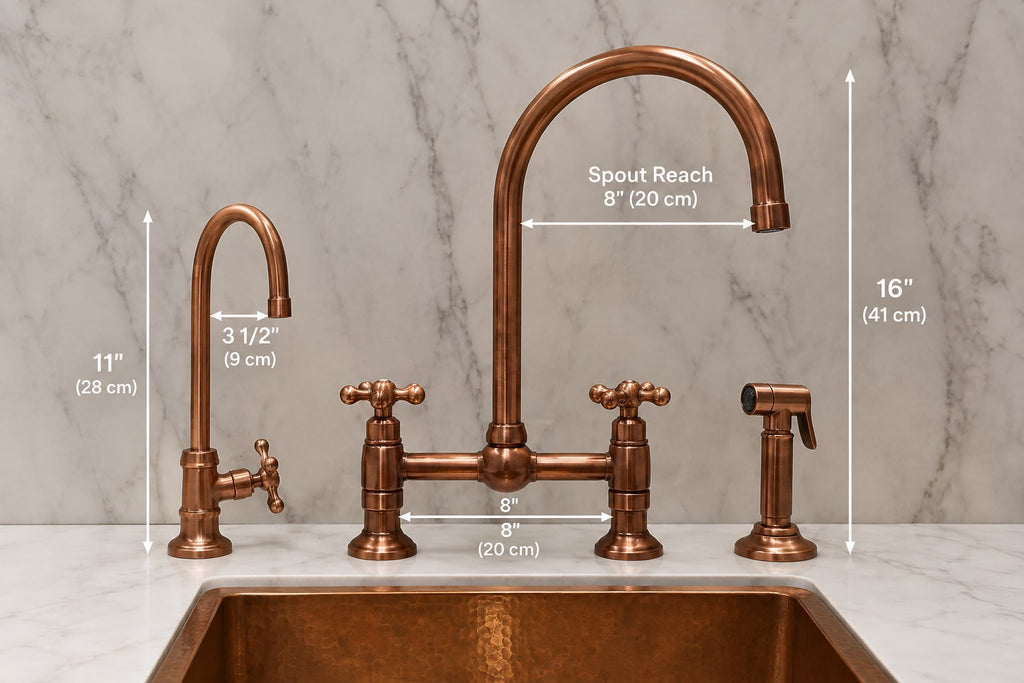 Short-Leg Oil-Rubbed Bronze Kitchen Bridge Faucet