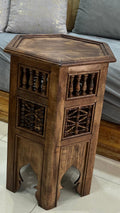 Hand-Painted Moroccan Side Table, Oriental Accent Table, Cedar Wood, Handmade Boho Decor