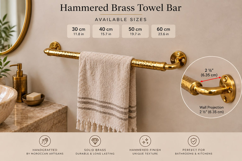 Unlacquered Brass Towel Holder – Handmade in Morocco