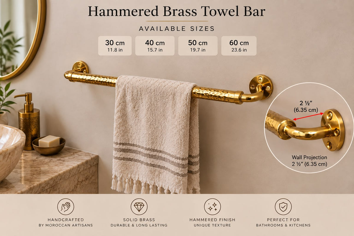 Unlacquered Brass Towel Holder – Handmade in Morocco