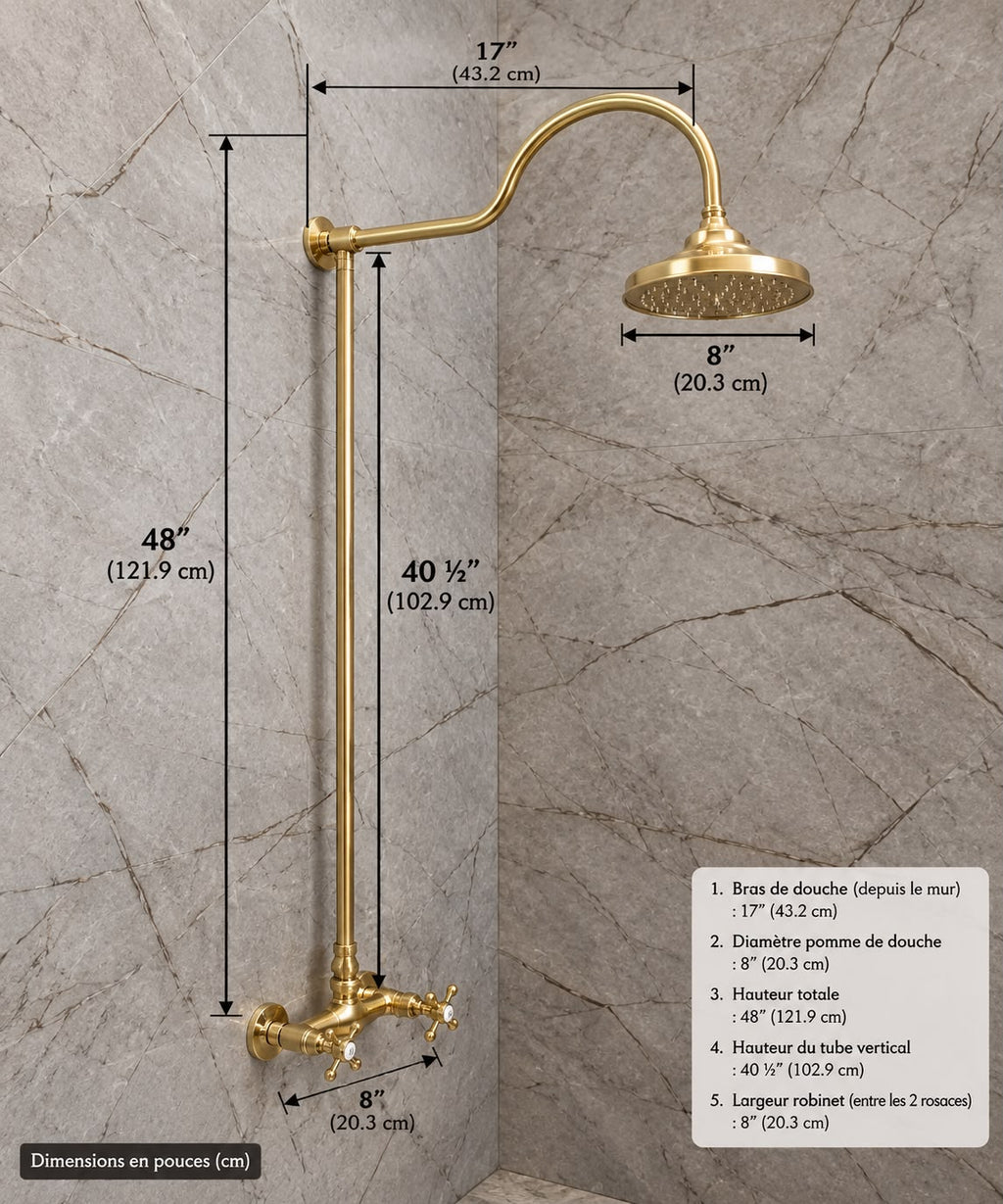 Exposed Brass Shower System for Indoor & Outdoor Use