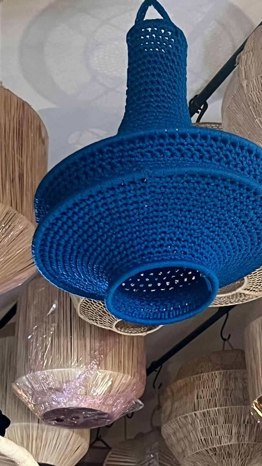 Handwoven Palm Fiber Pendant Light – Moroccan Bohemian Ceiling Lamp