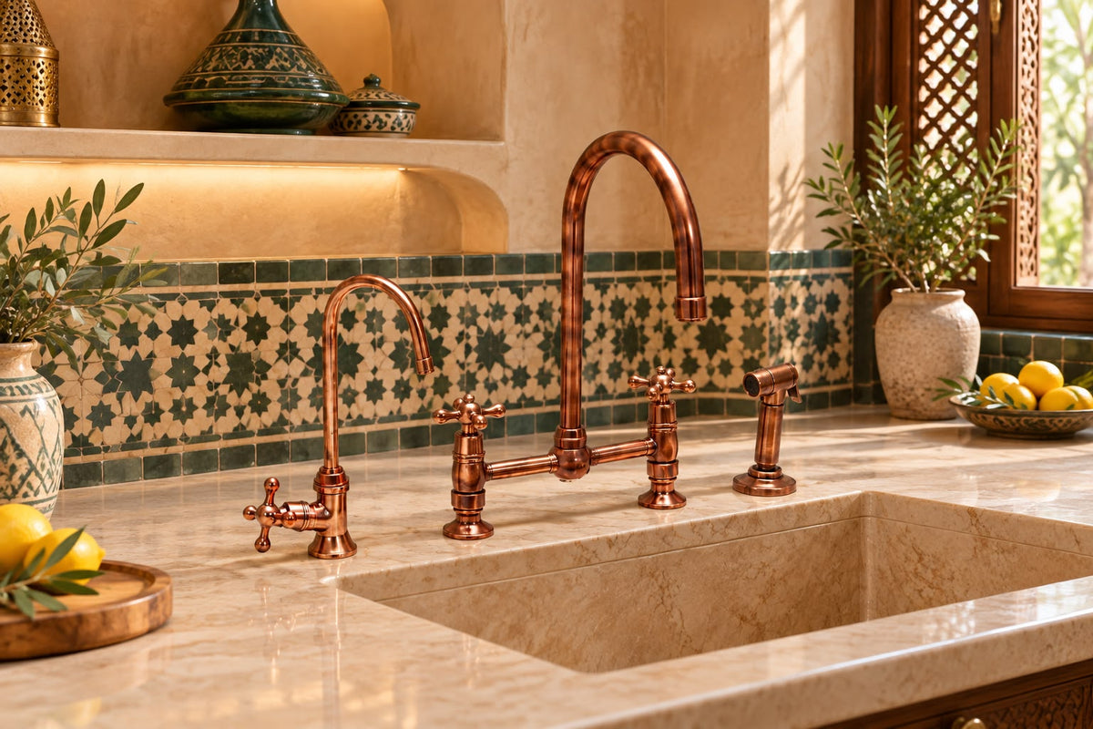 Short-Leg Oil-Rubbed Bronze Kitchen Bridge Faucet