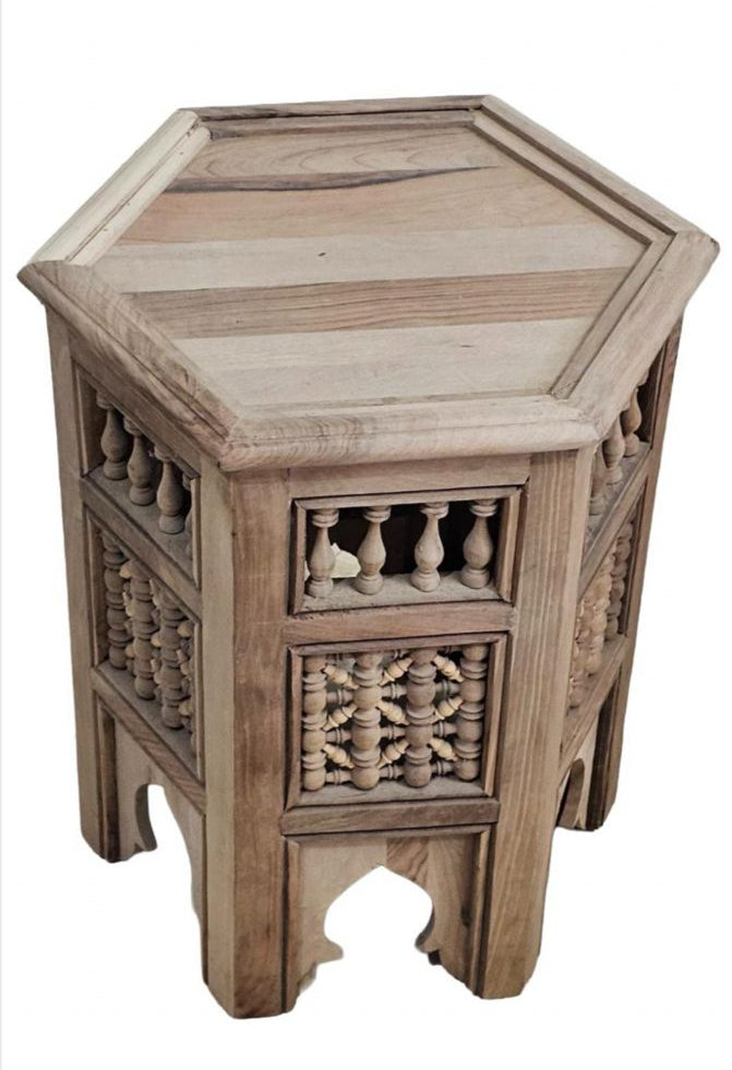 Hand-Painted Moroccan Side Table, Oriental Accent Table, Cedar Wood, Handmade Boho Decor