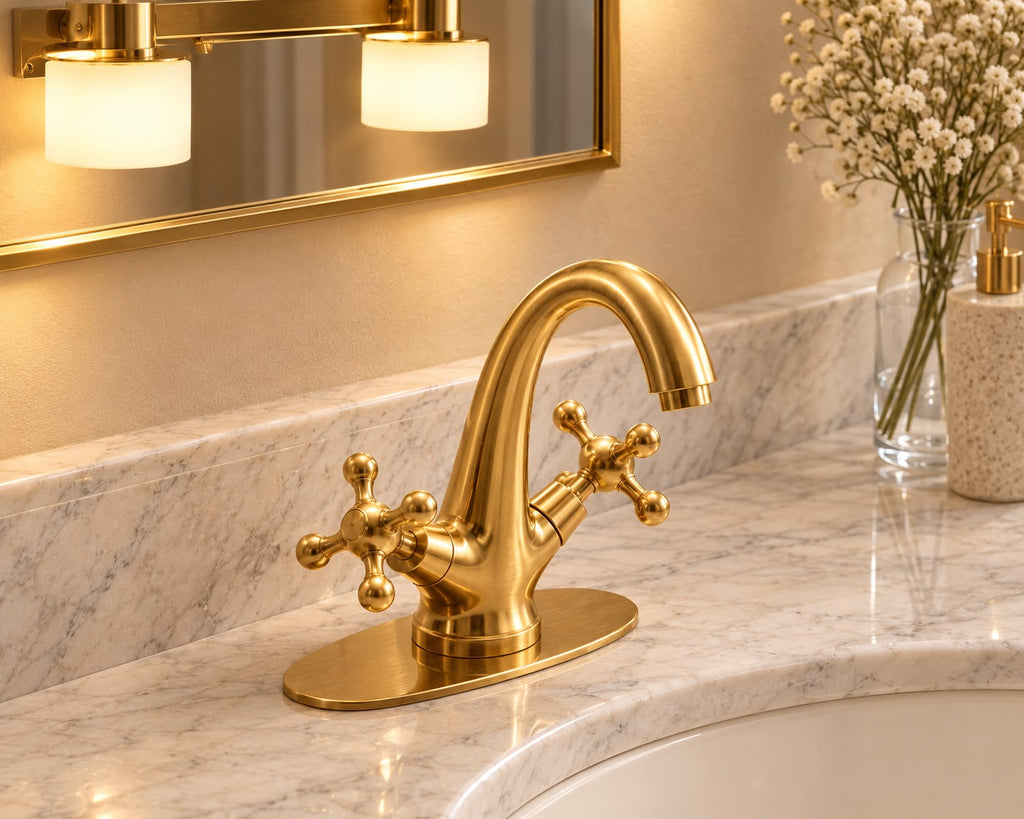 Unlacquered Brass Bathroom Faucet – Single or Triple Hole Basin Tap