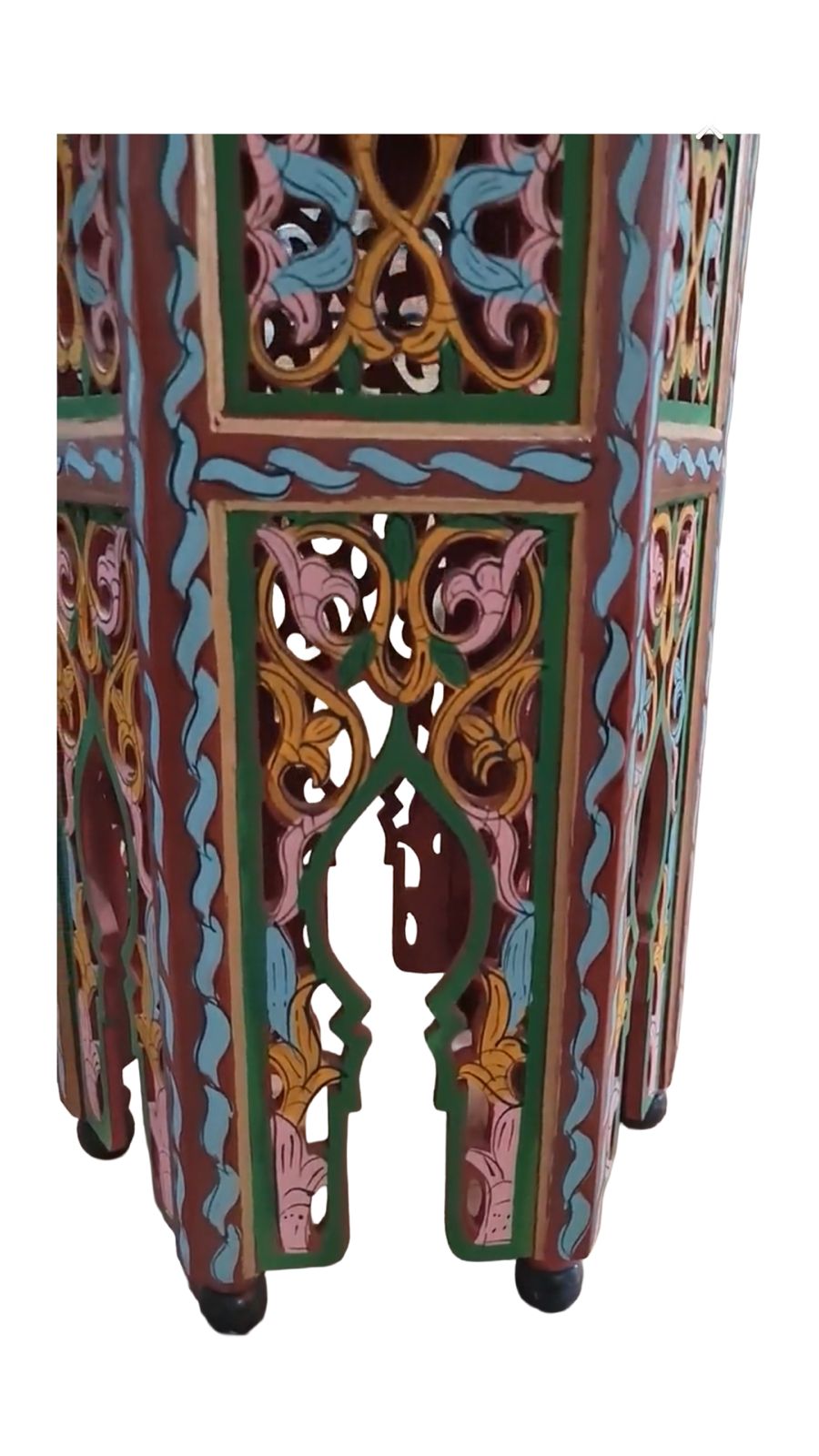 Hand-Painted Moroccan Side Table, Oriental Accent Table, Solid Wood, Handmade Boho Decor