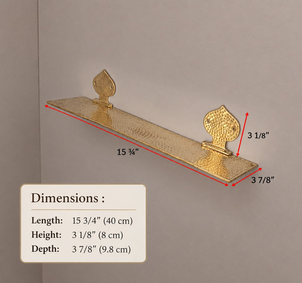 Handmade Moroccan Brass Wall Shelf – Hammered