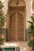 Hand-Carved Moroccan Cedar Wood Door – Arched Rustic Entryway, Statement Home Decor