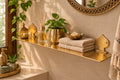 Handmade Moroccan Brass Wall Shelf – Hammered