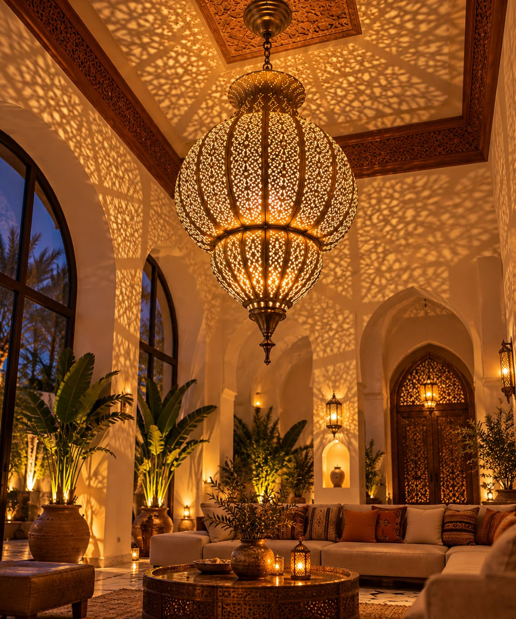 Handmade Moroccan Brass Wall Sconce – Intricate Islamic Geometric Filigree Wall Ligth