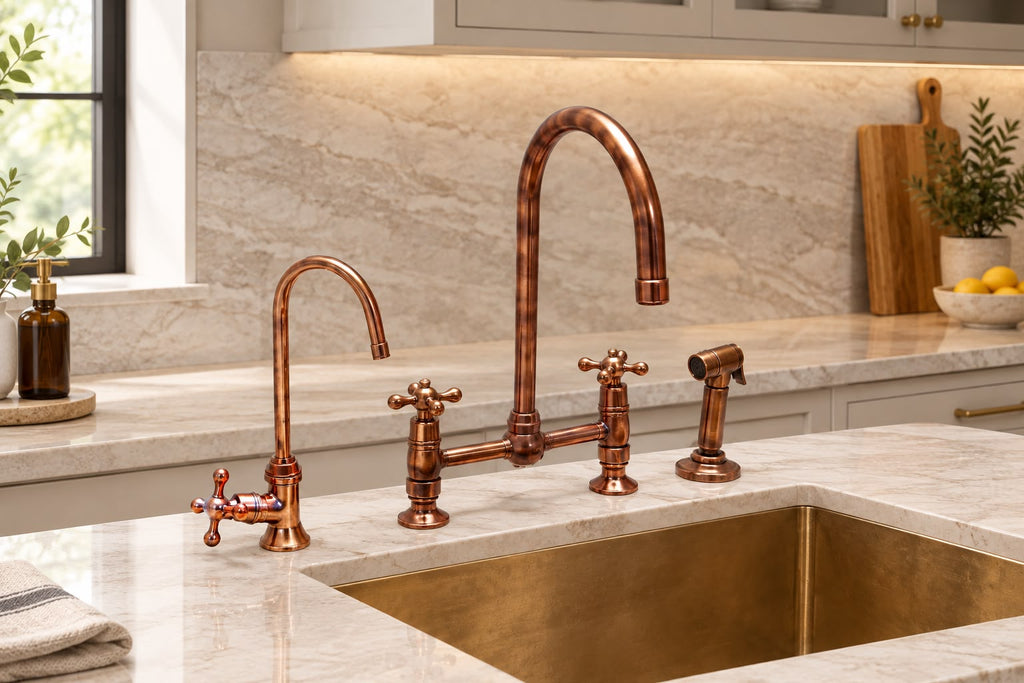 Short-Leg Oil-Rubbed Bronze Kitchen Bridge Faucet