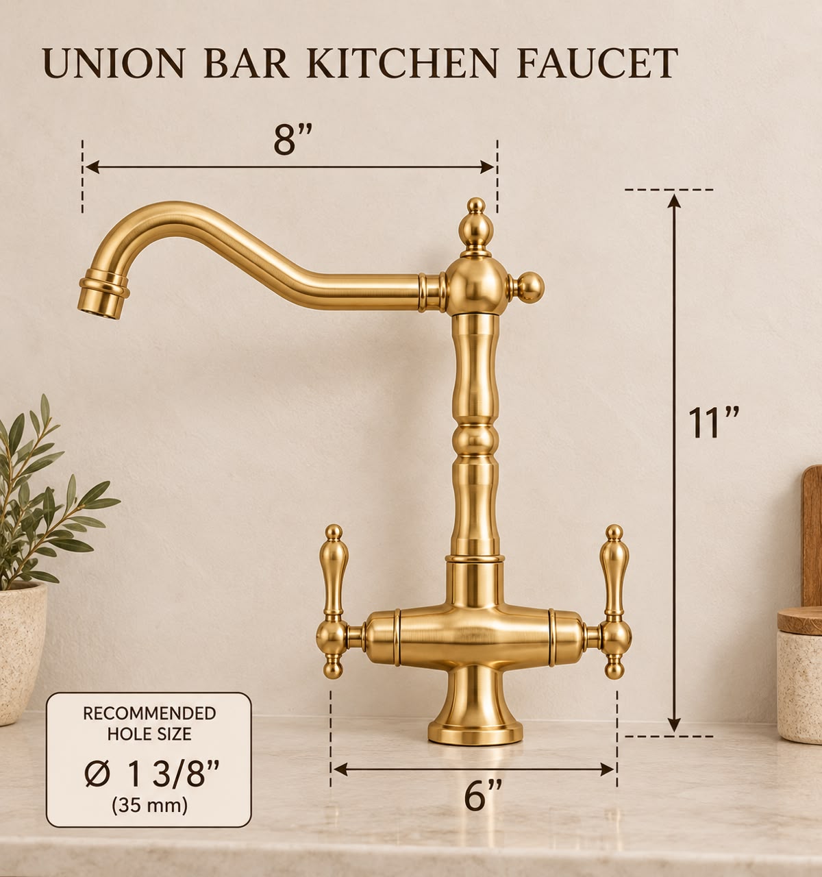 Union Single-Hole Bar Faucet – Unlacquered Solid Brass | English Style Kitchen & Bar Faucet