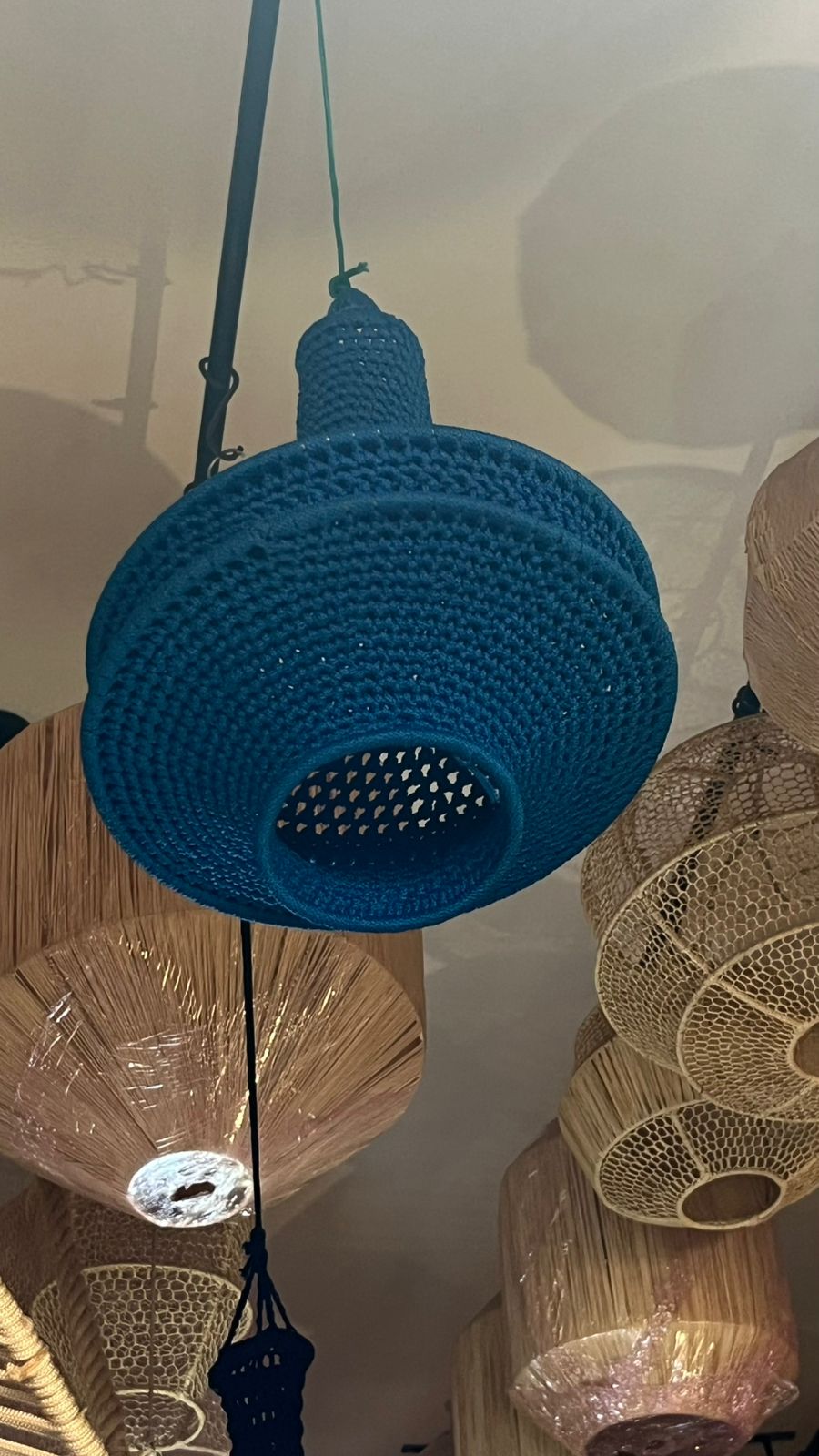 Handwoven Palm Fiber Pendant Light – Moroccan Bohemian Ceiling Lamp