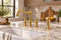 Handcrafted Moroccan Bridge Kitchen Faucet – Unlacquered Brass with Side Sprayer